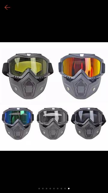 Helm Jpn Retro Drak Blue Gloss Dengan Goggle mask