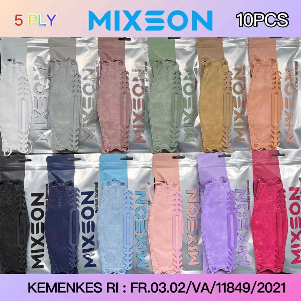 [ MIXSON ] 5 ply Masker Premium KF94 isi 10cs Tali Sewarna