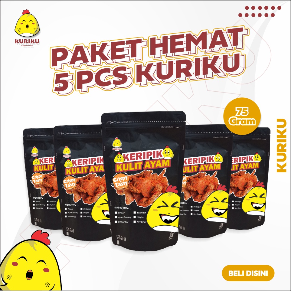 

Keripik Kulit Ayam Crispy Kuriku 5 pcs | 75gr