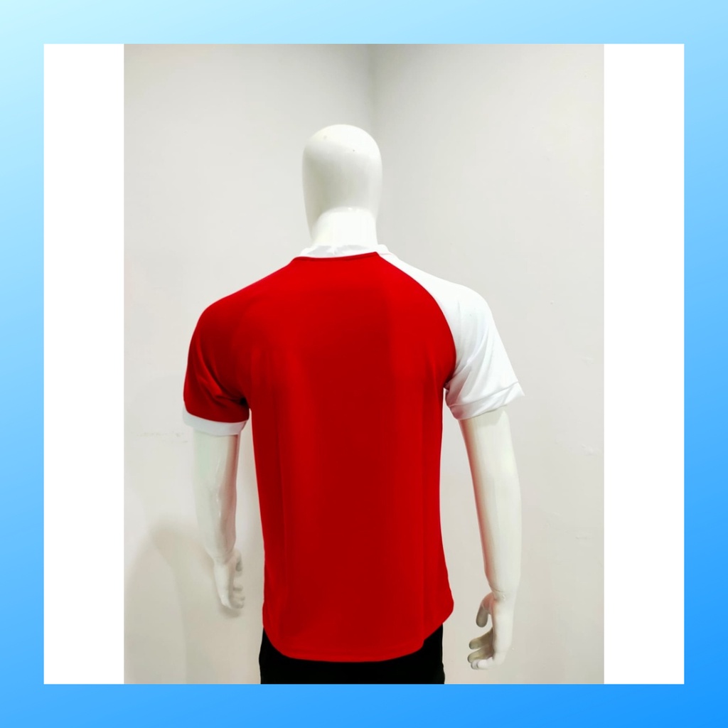 Kaos badminton pria jersey bulutangkis baju atasan jersy wanita dewasa t-shirt outfit seragam kostum olahraga casual suit pakaian jarsey oblong apparel sports jersi bulu tangkis Y167 merah sponsor