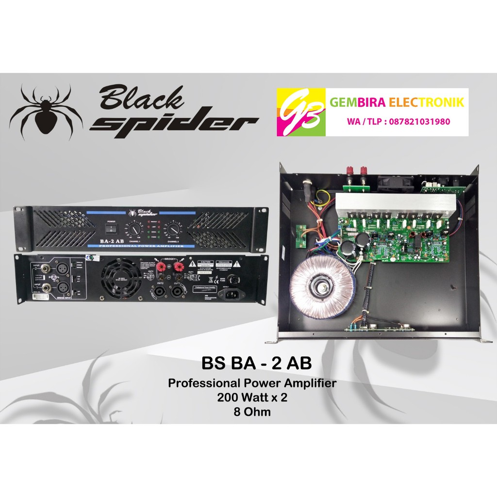 power profesional amplifier black spider BA 2 AB