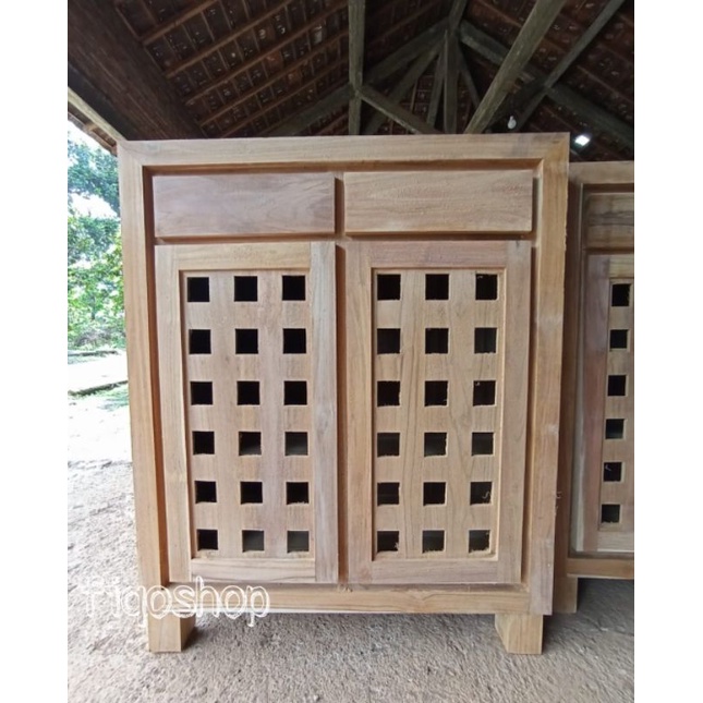 Almari Bufet Minimalis Rak Serbaguna Kayu Jati Furniture Jepara