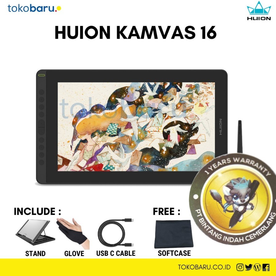 Huion Kamvas 16 GS1562 (2021) Drawing Display Tablet Huion Kamvas 16