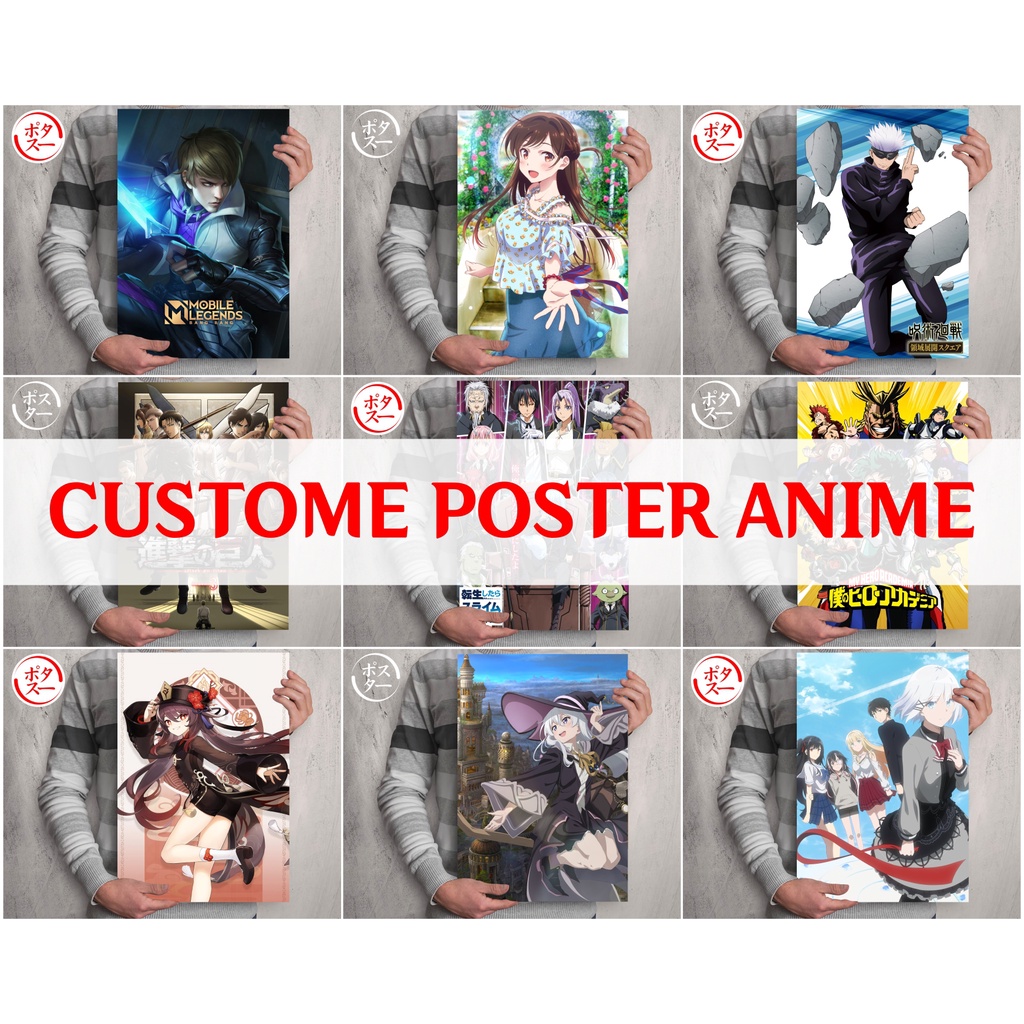 Poster Custome Request Anime - Jujutsu Kaisen Haikyuu Kimetsu no Yaiba Shingeki no Kyojin One Piece Naruto - Size A3+