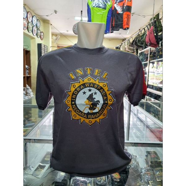 Kaos Kombinasi INTEL ABU - Kaos INTEL pundak tulisan