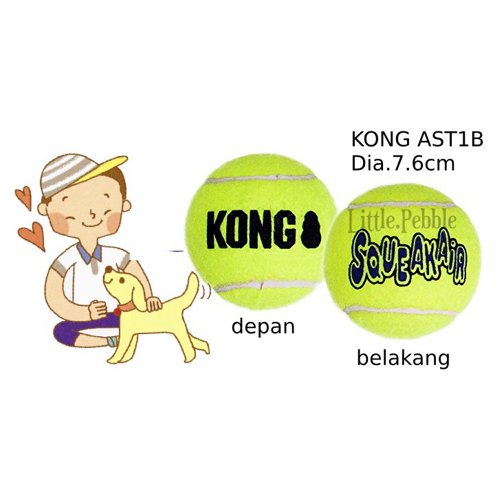 KONG AST1B SQUEAKER TENNIS BALL LARGE - Mainan gigitan bola tenis anjing