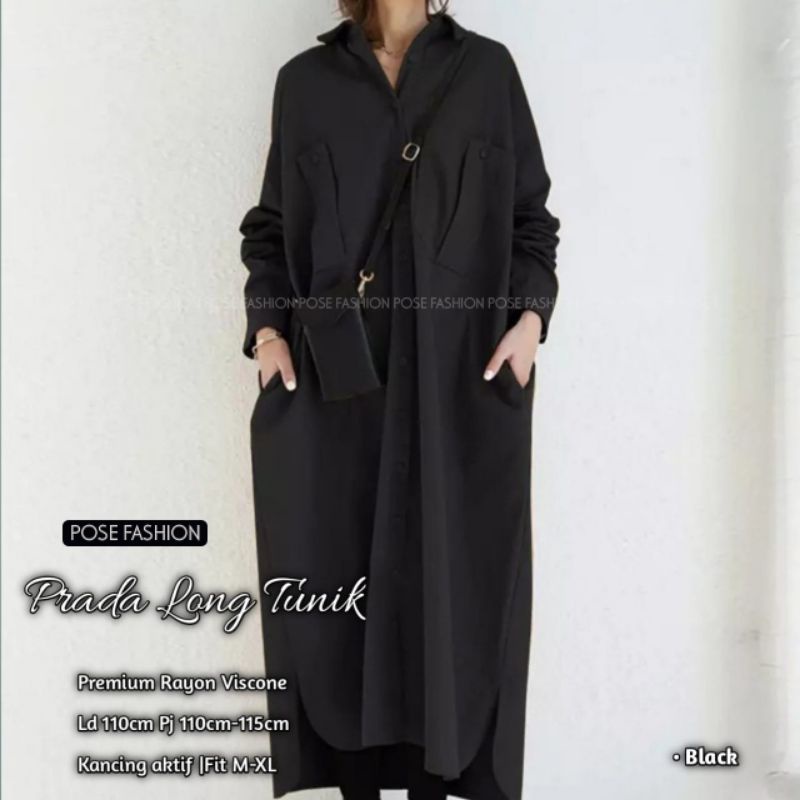 Prada Long Tunik Rayon Viscose Premium
