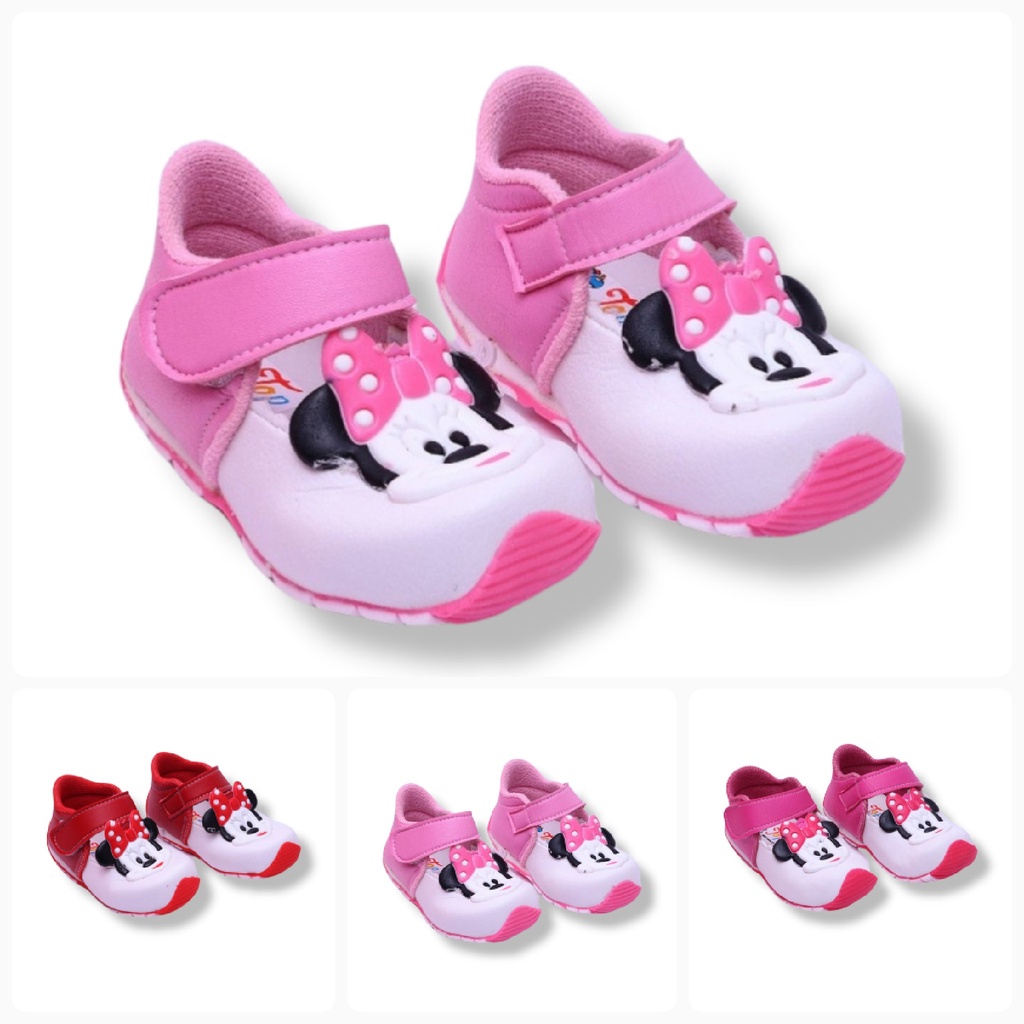 Sepatu Anak Bayi Perempuan mickey mouse 1 - 2 Tahun Murah / Sepatu Anak Cewek Bunyi Terbaru