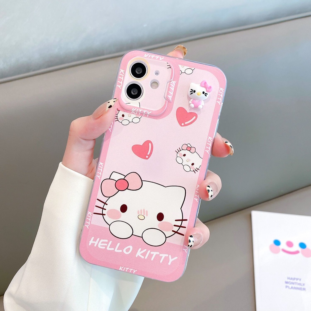 IPHONE Casing Ponsel Motif Print Gaya Kucing Full Warna Tepi Dalam Dua Kompatibel Dengan Iphone12 13 11 Pro Max X Xs Max Xr Sarung Silikon Lembut567