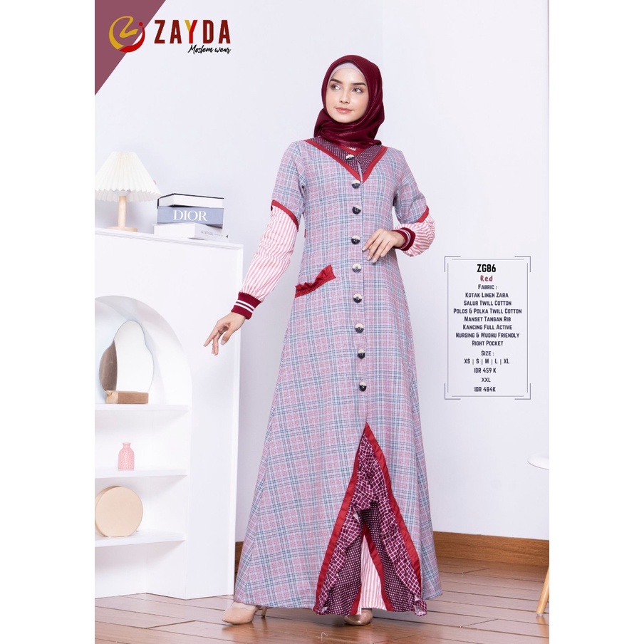 GAMIS ZAYDA ZG86 RED ORIGINAL KEKINIAN MODERN TRENDY MODIS ELEGANT BEST SELLER