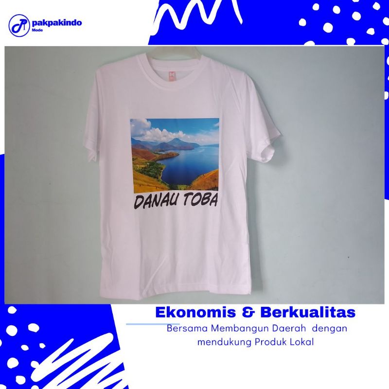 BAJU KAOS DANAU TOBA LAKE TOBA DISTRO PREMIUM COTTON COMBED 30S LENGAN PENDEK PRIA WANITA/ BATAK/MED