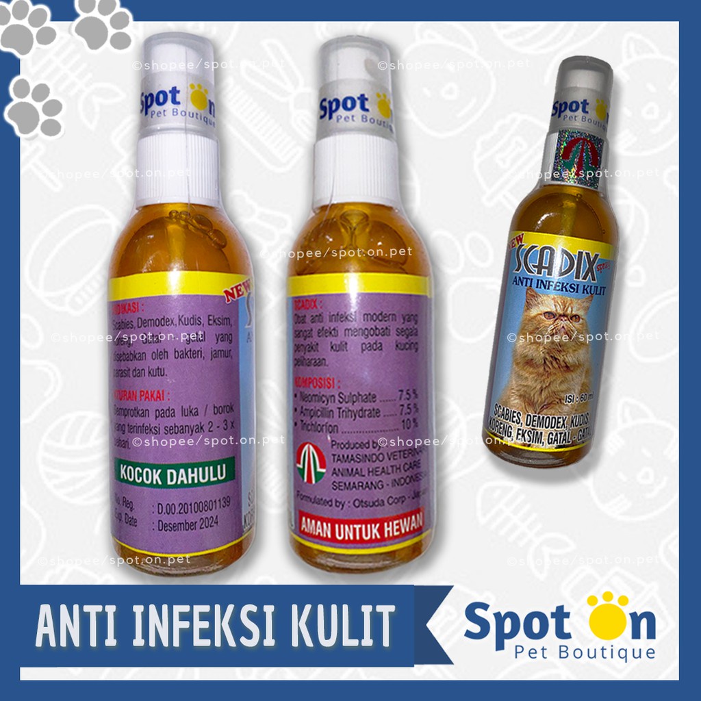 Scadix Obat Anti Infeksi Kulit Kucing | Scadix Spray Obat Kucing | Obat Kudis Koreng Gatal Kucing