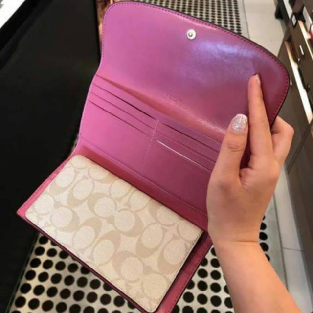 Preloved / Second Dompet Coach Long Pink Leather Original
