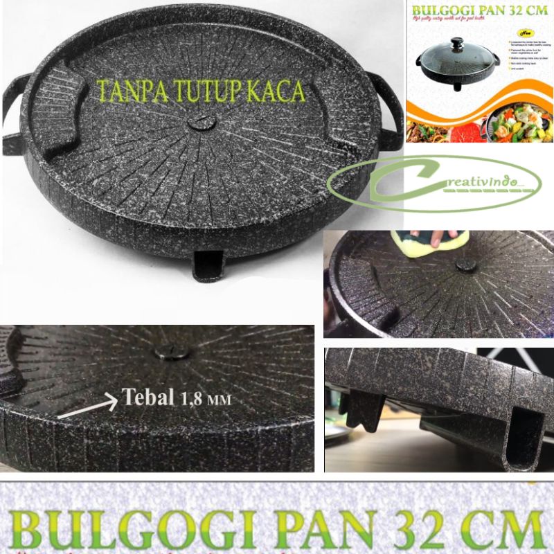 BULGOGI PAN TANPA TUTUP KACA - Bulgogi Pan 32cm Grill Marble Panggangan BBQ