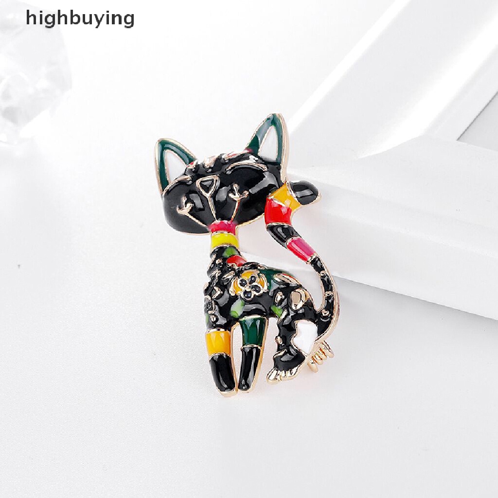 Hbid Bros Pin Enamel Desain Kucing Bunga Abstrak Cina Multi Warna Untuk Wanita