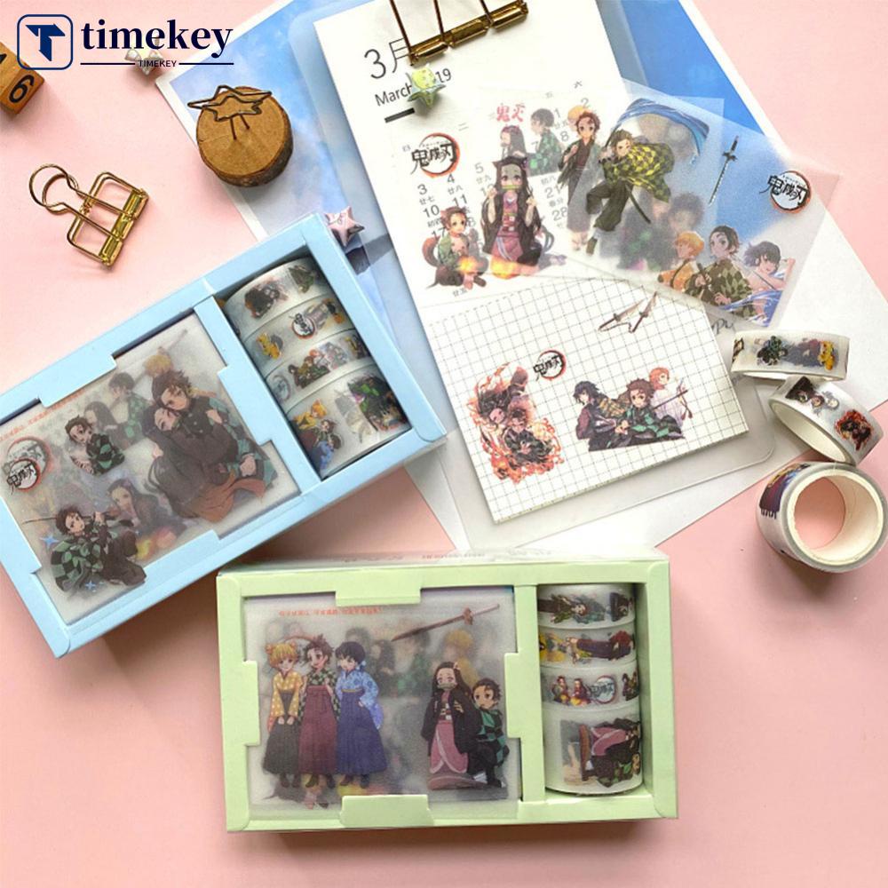 Timekey Set Stiker Tape Desain Anime Demon Slayer Lucu Diy Untuk Dekorasi Diaryscrapbookhadiah Anak A5K8