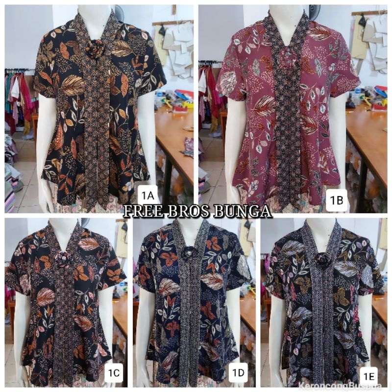 (ld92) Kebaya Floy motif lengan pendek bahan BSY foil. KeroncongBusana