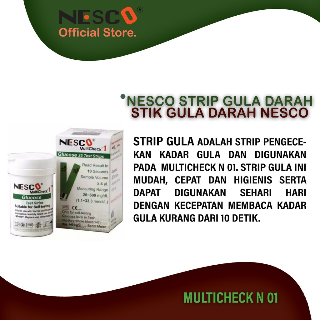 Nesco Strip Gula Darah isi 25pcs/btl (Strip Alat N-01)