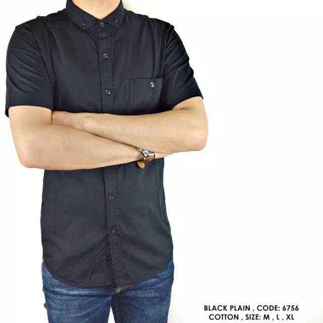 BAJU KEMEJA KANTOR HITAM POLOS PRIA