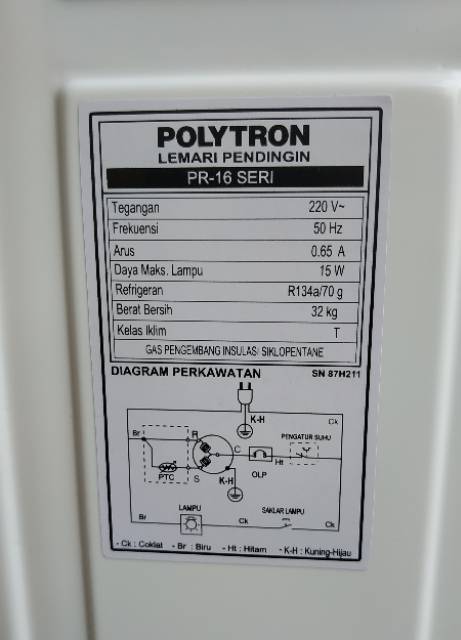 Kulkas 1 pintu polytron PRO 16 AN