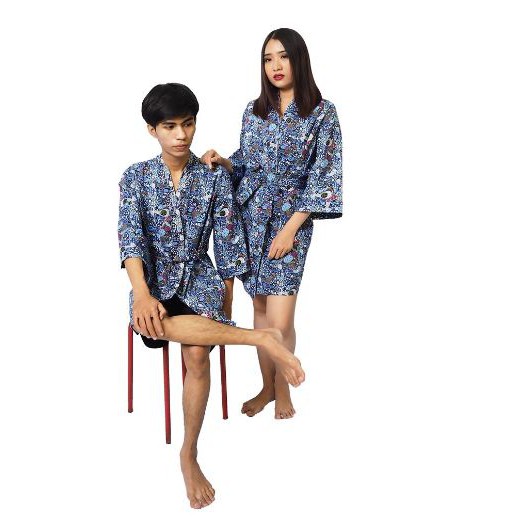 BEST QUALITY KAOS COUPLE AYAH ANAK☻ BAJU TIDUR KIMONO COUPLE FLOWER PIYAMA PASANGAN SATIN (9O,9P)