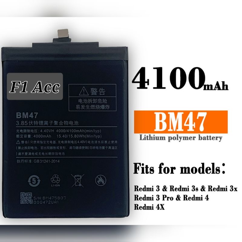 Baterai Batre Xiaomi Redmi 3 3S 3Pro 3 Prime 4X ORIGINAL Baterai Xiaomi Bm47