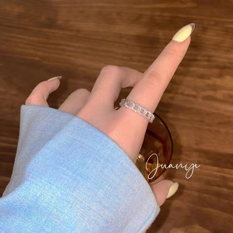 Cincin Model Terbuka Bahan Metal Desain Geometri Gaya Jepang / Korea Untuk Wanita