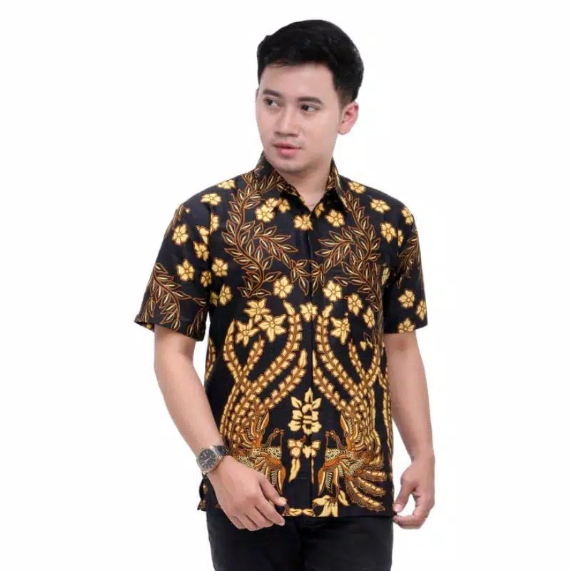 Hem Batik Pria Pendek Lawasan Sogan/Pari Sulur/Parang Black/Merak Papua Ori by Batiek Solo DC270927