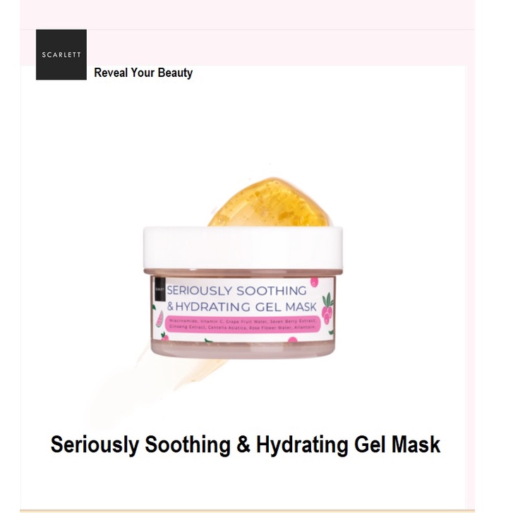 [COD] Masker Gel Scarlett Whitening Seriously Shooting &amp; Hidrating Merawat Kulit Berjerawat Iritasi dan Komedo - BPOM