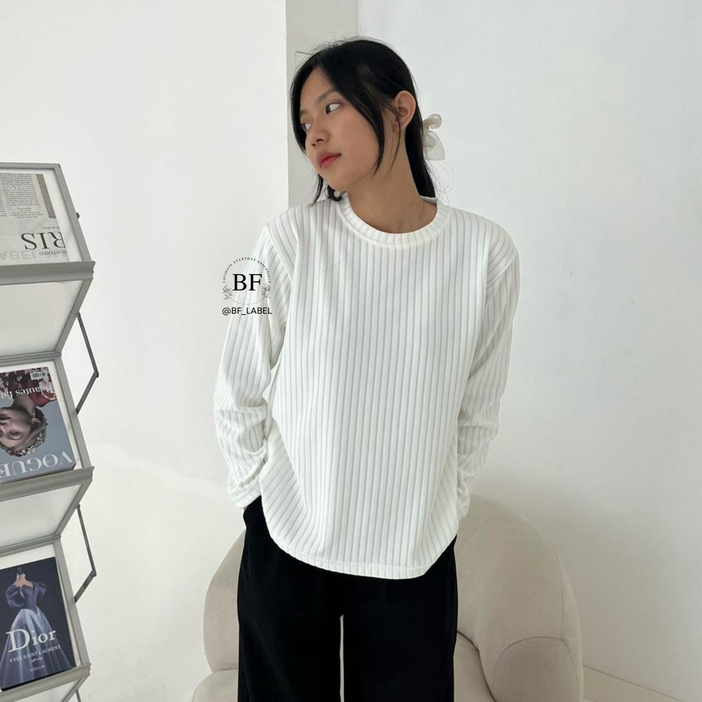 Zura Top 288 | Kaos Oneck Knit Tebal | Women Top Long Sleeve by @bf_label