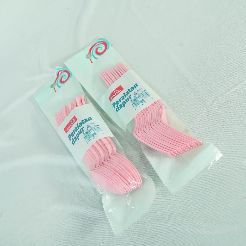 Sendok Atau Garpu Makan Plastik Isi 12 Pcs / Sendok atau Garpu Praktis / Warna Bervariasi