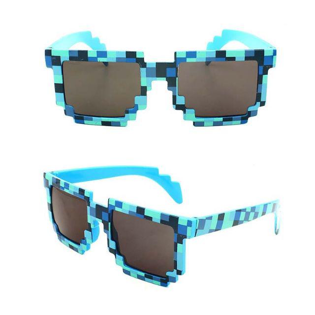 Kacamata Anak Model Pixel Mine craft Frost Diamond Mosaics UV400-Biru