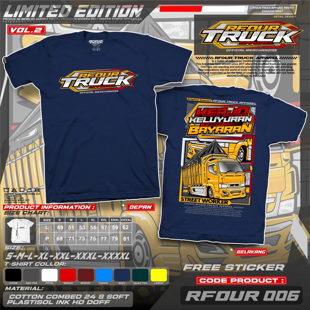 KAOS TRUCK PREMIUM KATA KATA KERJO KELUYURAN BAYARAN ORIGINAL RFOUR TRUCK APPARELL PREMIUM DISTRO LENGAN PENDEK TERBARU