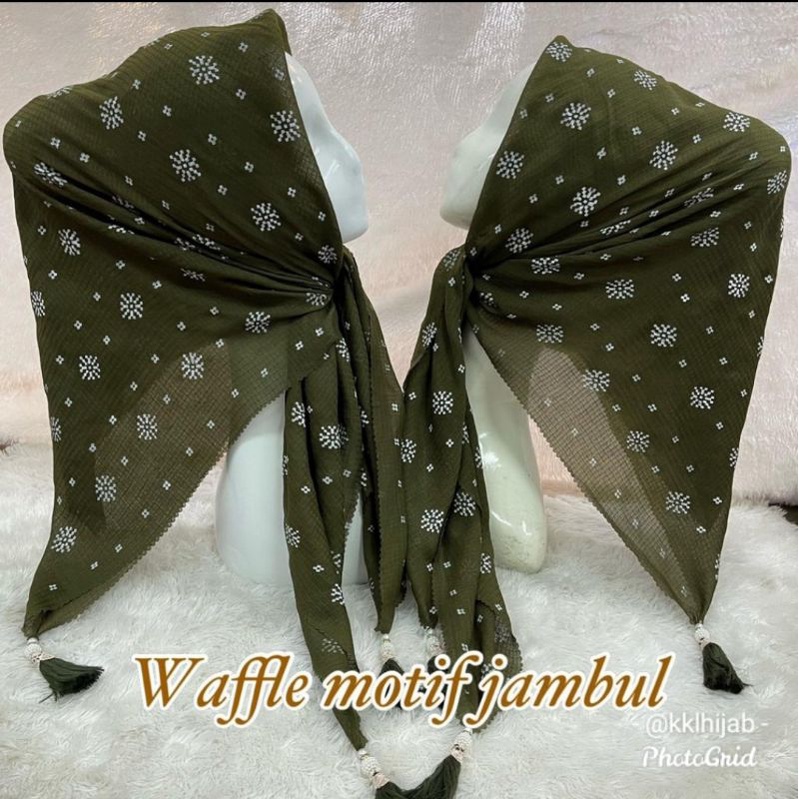 JILBAB SEGIEMPAT PREMIUM TASEL | KERUDUNG POTTON STAR MOTIF JAMBUL | HIJAB PAKETAN KODIAN WAFFEL TER