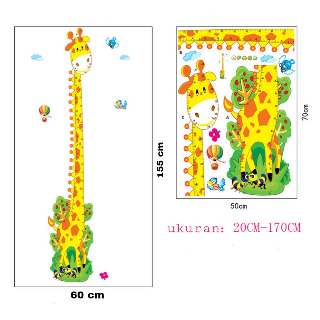 RELIZA WALLSTICKER TINGGI BADAN JERAPAH ANAK KIDS ANIMAL HEWAN AY7064 STIKER DINDING
