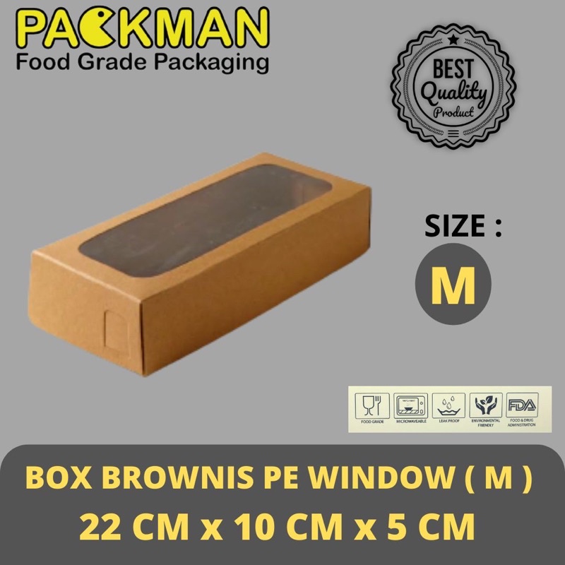 

KOTAK DUS KUE BROWNIS M WINDOW / BOX ROTI CAKE KRAFT MEDIUM - 22x10x5 - WINDOW / JENDELA LAMINASI