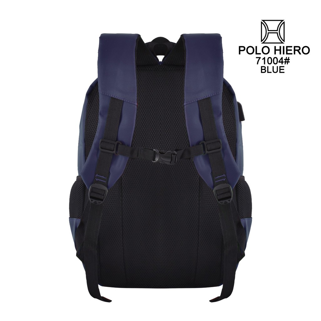 Tas Pria Polo Hiero 71004 Tas Backpack Sekolah Ransel Laptop (Free Extension USB + Rain Cover)