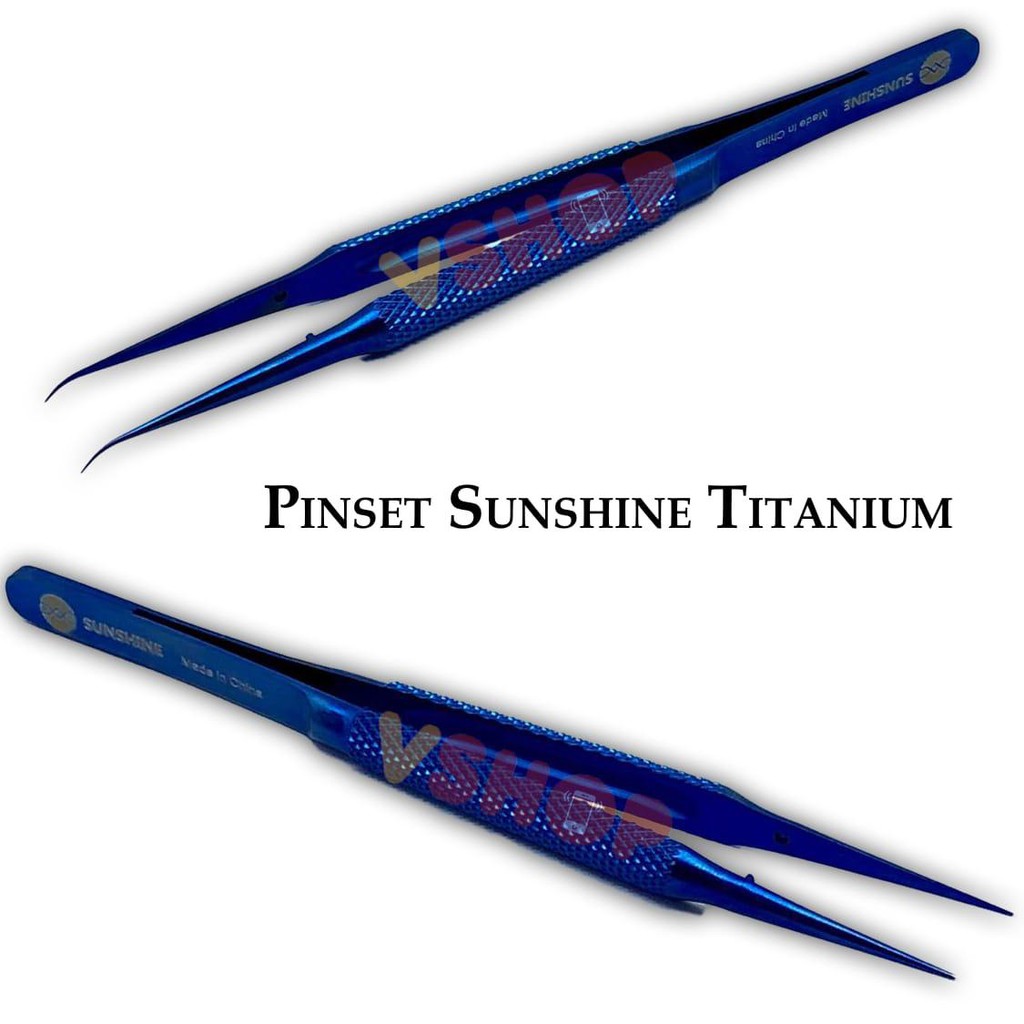 PINSET SUNSHINE TITANIUM BIRU - STRAIGHT 0.1mm - BENDING 0.1mm - Sunshine Lurus