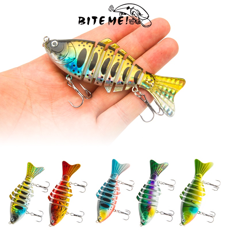 Umpan Pancing Bentuk Ikan Imitasi 7 Ruas 10 Warna 16G / 95Mm