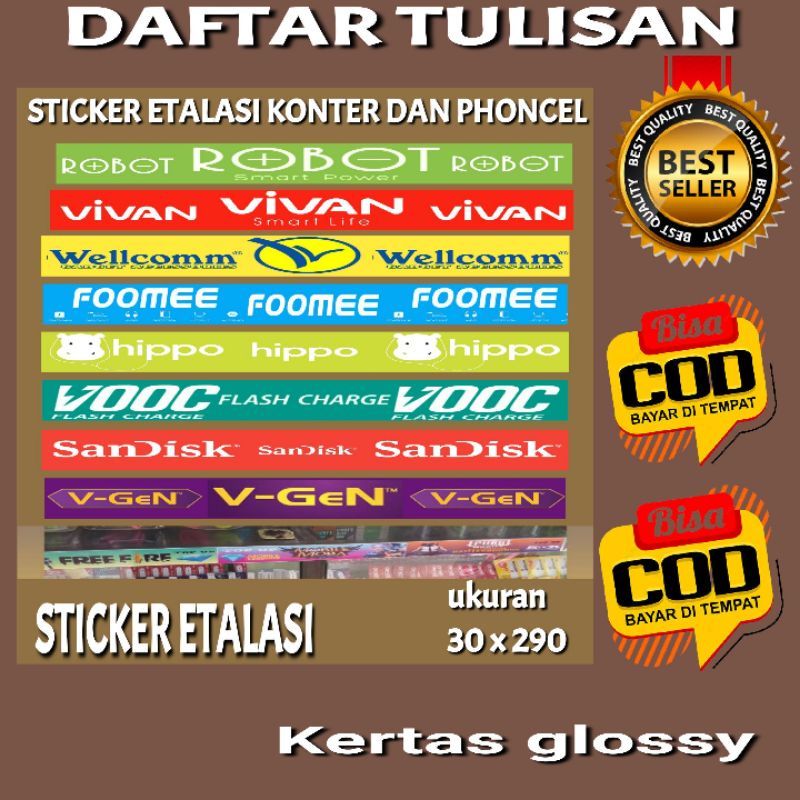 

sticker etalasi konter dan phoncel brand accesories handphone ne3