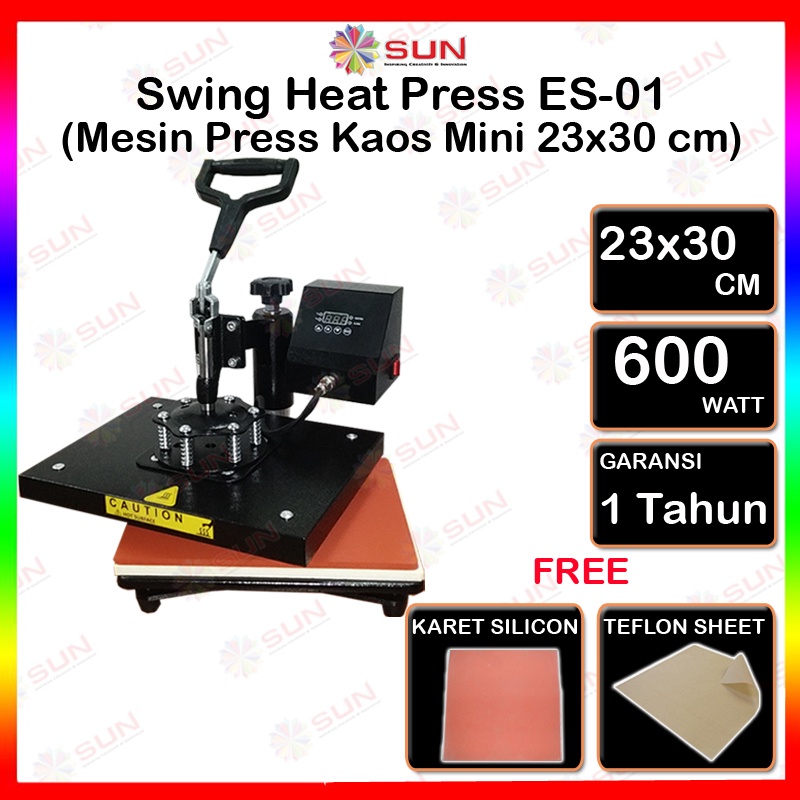 Jual Mesin Press Sablon Kaos A4 23x30 Mini Digital Swing / Putar ES-01