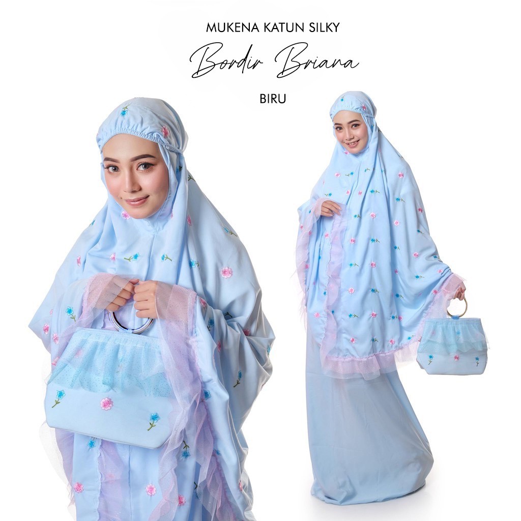 PUSAT MUKENA TASIK - MUKENA DEWASA KATUN SILKY BORDIR BRIANA