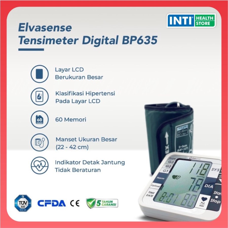 Tensimeter Digital ELVASENSE BP635 | Blood Pressure Monitor