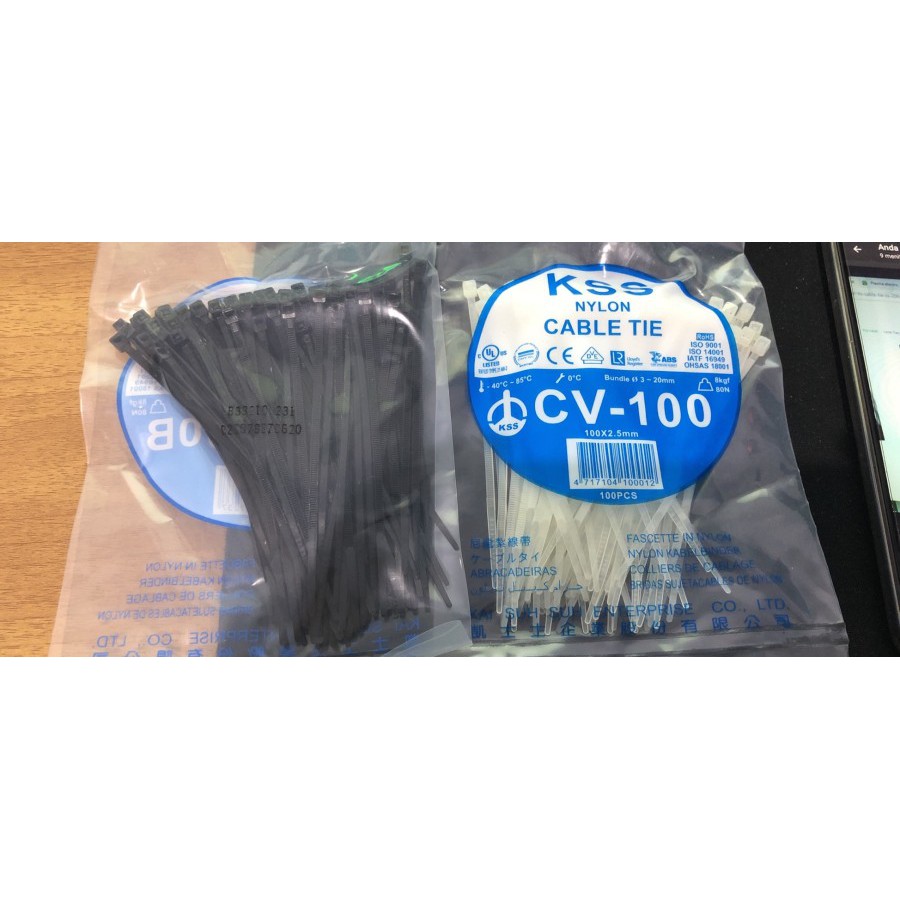 Cable Ties CV 100 hitam - putih Kabel Ties KSS 100x2.5mm hitam /puih / CV-100 KSS / Ties 10cm KSS