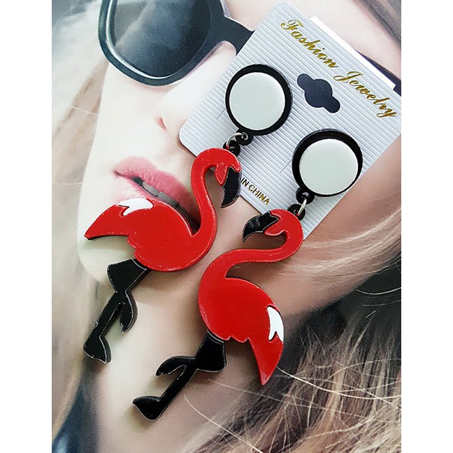 LRC Anting Tusuk Fashion Flamingos Shape Decorated E5899X