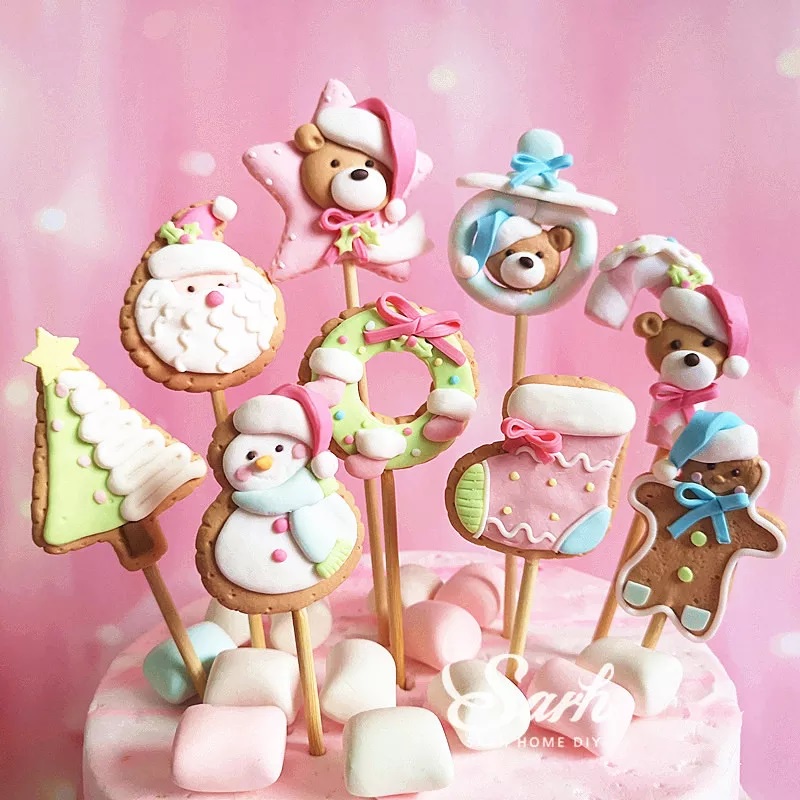 

CTTO cake topper bentuk cookies pohon gingerbread dekorasi hiasan kue natal tusuk christmas