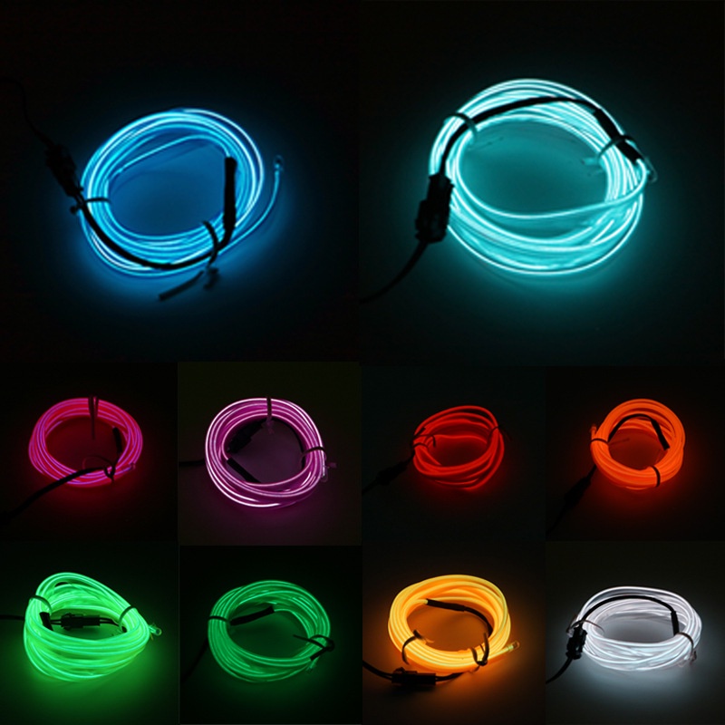 Lampu EL WIRE LED Set Inverter / LED WIRE LED Neon Strip Flexible NEON SET USB/Batre Dengan Inverter