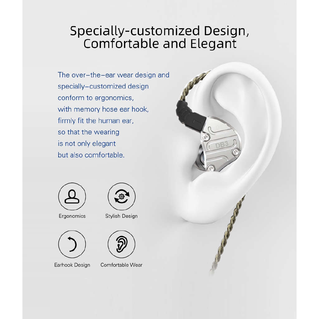 NICEHCK DB3 1BA+2DD Hybrid 3 Driver Units In Ear Earphone Monitor Running Sport Earbuds HIFI Headset