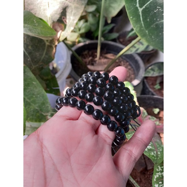 Gelang Pria Wanita Keren Batu Hitam Black Onyx