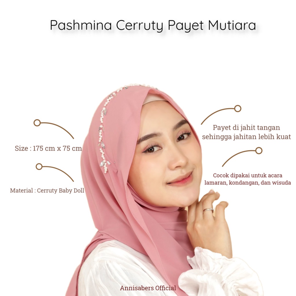 Pasmina payet / Pashmina payet / Pashmina payet mutiara bahan cerruty / Pashmina payet bando / Hijab